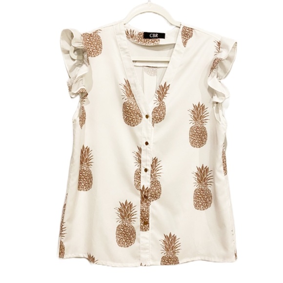 CBR Tops - NWOT CBR Button Pineapple Shirt